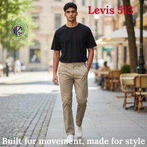Levis 513 Men's Slim Straight Pants 34x30 Light Brown – Classic Fit‎